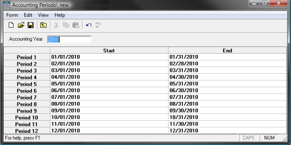 Create An Accounting Period